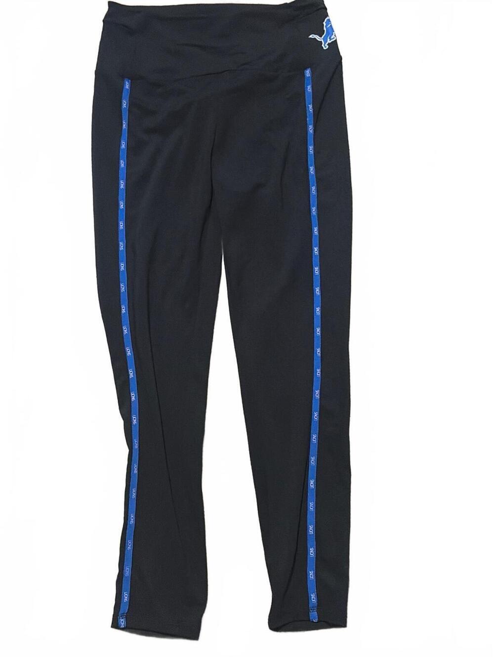 WEAR by Erin Andrews Black Athletic Leggings with Blue Side Stripes